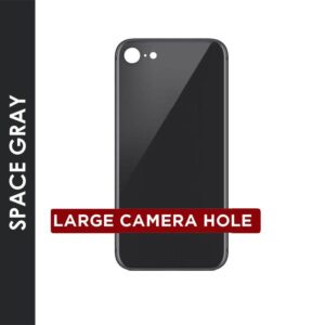 BACK GLASS COMPATIBLE FOR IPHONE 8 (NO LOGO / BIG HOLE) (BLACK)