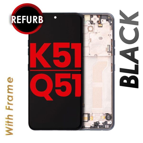 LCD ASSEMBLY WITH FRAME COMPATIBLE FOR LG K51 / Q51 (BLACK)