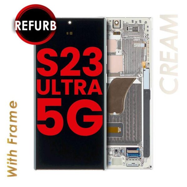 OLED ASSEMBLY WITH FRAME FOR SAMSUNG GALAXY S23 ULTRA CREAM