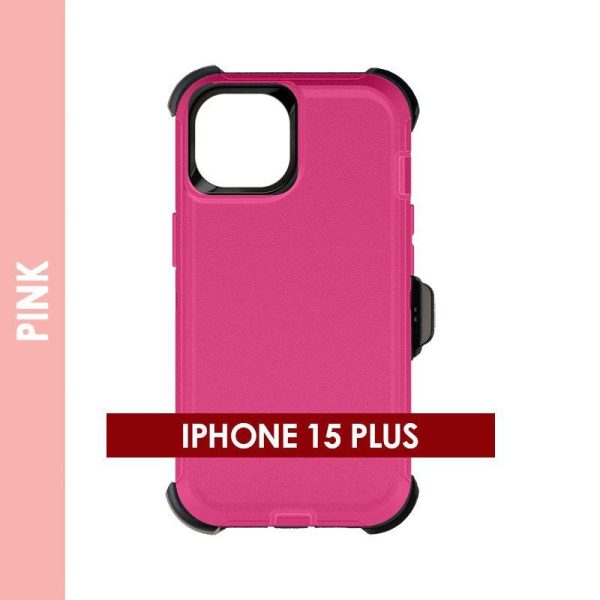 DEFENDER CASE FOR IPHONE 15+ (PINK)