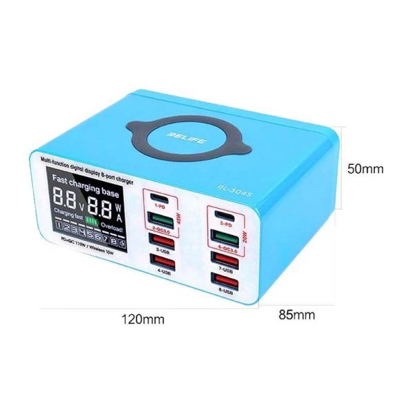 MULTI FUNCTION DIGITAL DISPLAY 8 PORT CHARGER