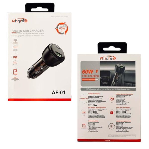 FAST CHARGE CAR CHARGER B12 60W (1XUSB-X + 1XUSB-A)