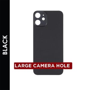 BACK GLASS COMPATIBLE FOR IPHONE 12 (NO LOGO/BIG HOLE) (BLACK)