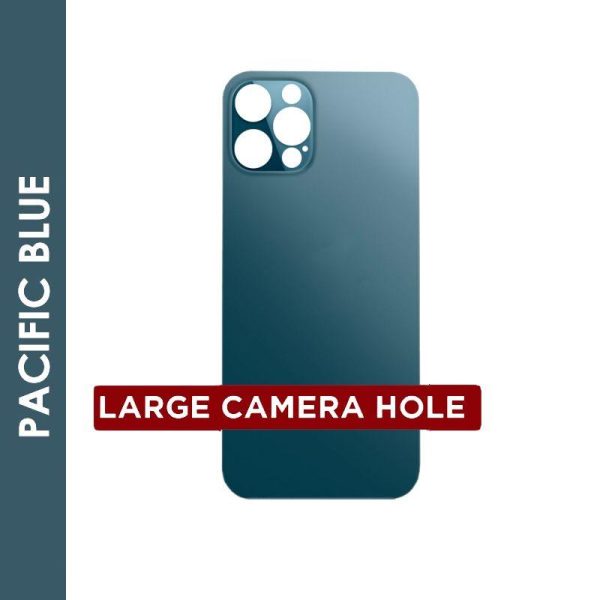 BACK GLASS COMPATIBLE FOR IPHONE 12MAX (NO LOGO/BIG HOLE) (BLUE)