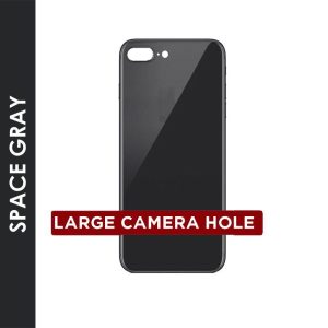 BACK GLASS COMPATIBLE FOR IPHONE 8+ (NO LOGO / BIG HOLE) (BLACK)